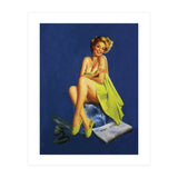 Sexy Pinup Posing With Green Towel (Print Only) thumbnail