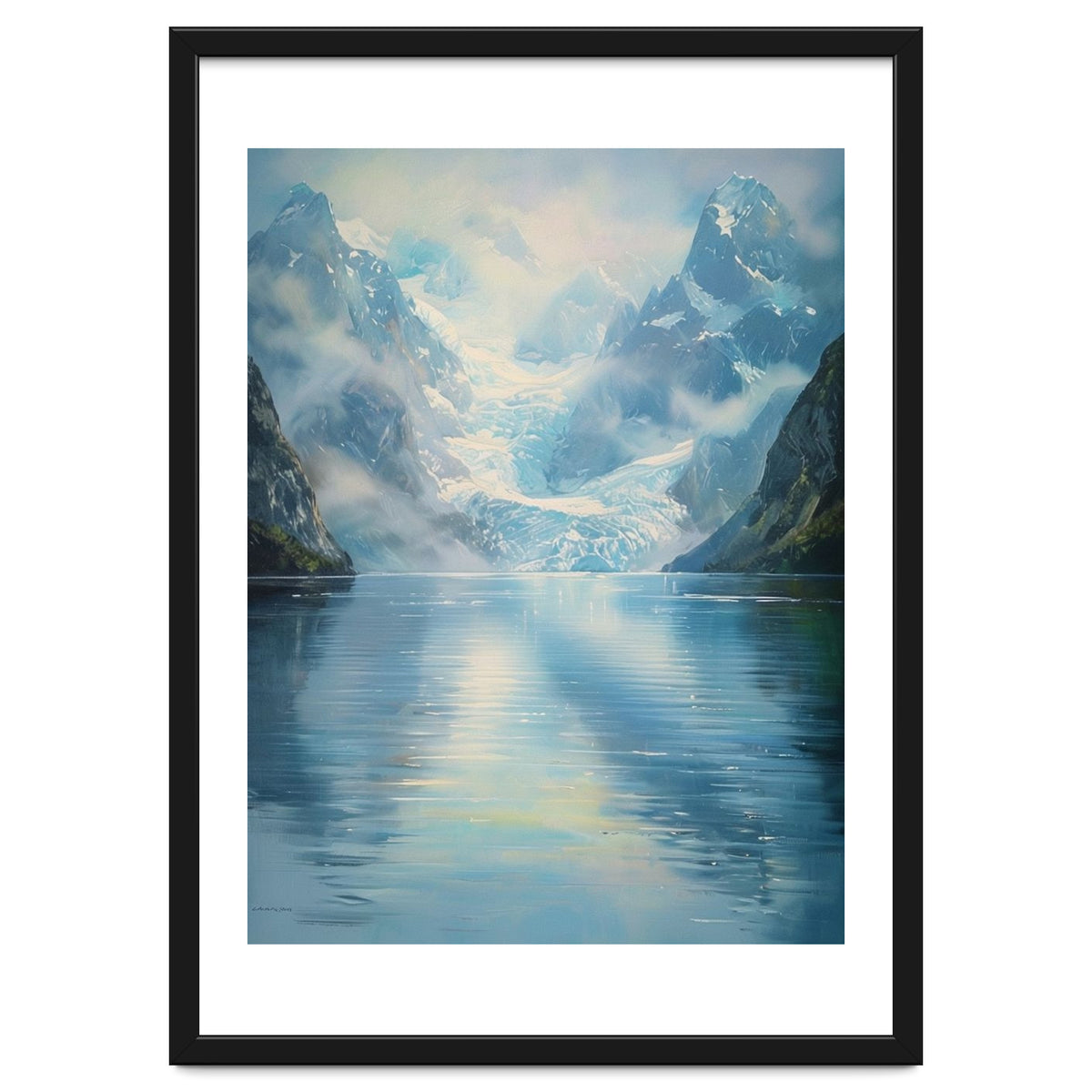 Ethereal Descent: The Glimmering Silence of the Ancient Glacial Fjord