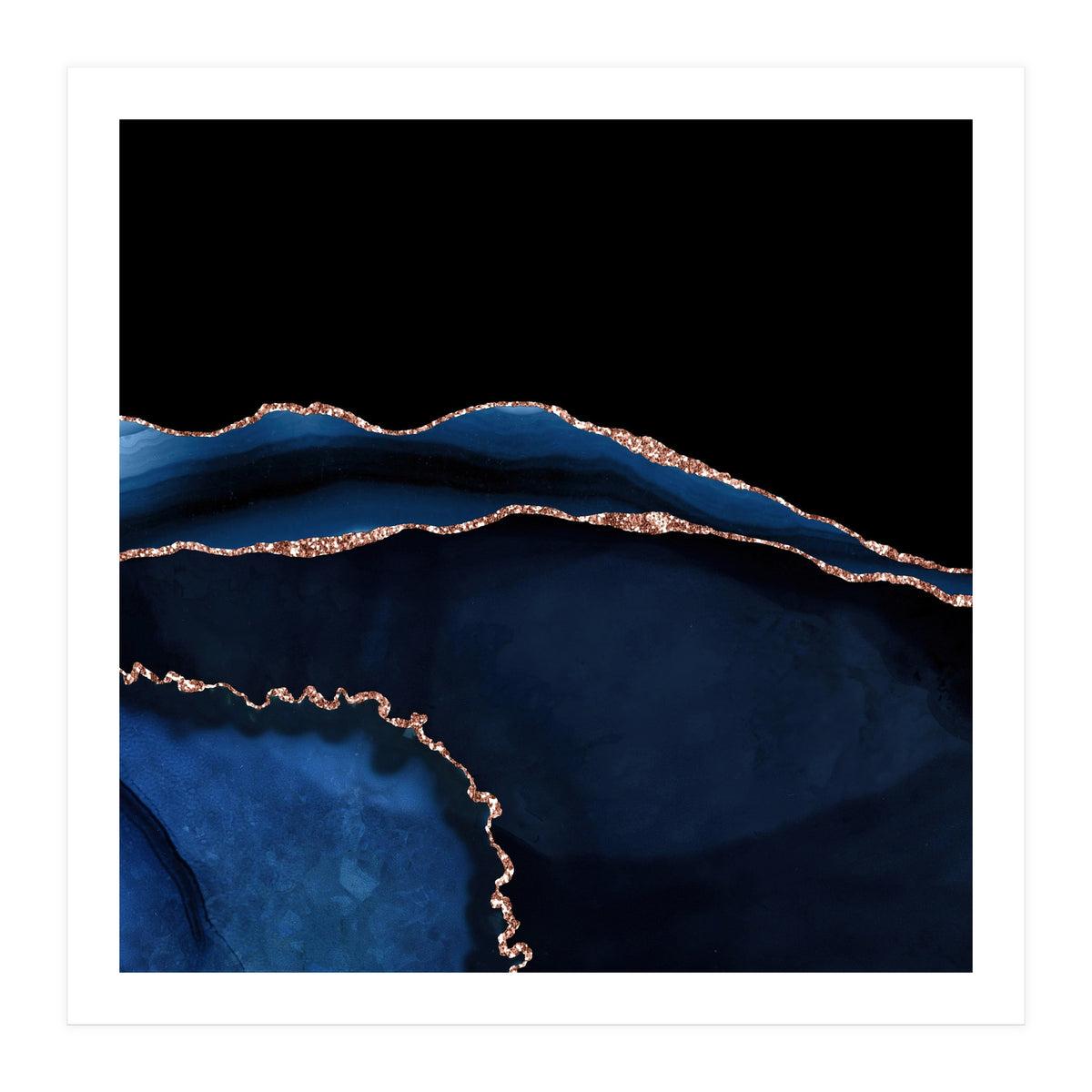 Navy & Rose Gold Agate Texture 05 (Print Only)