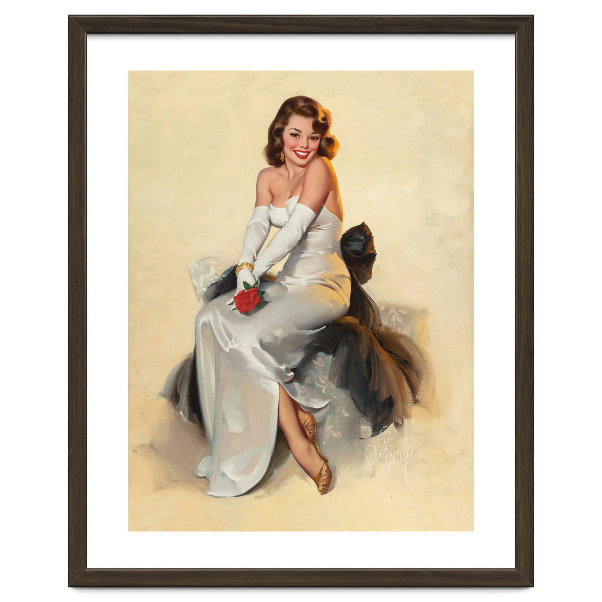 Smiling Young Woman Posing With Flower