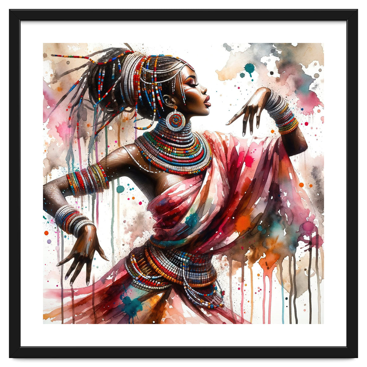 Watercolor African Dancer #1