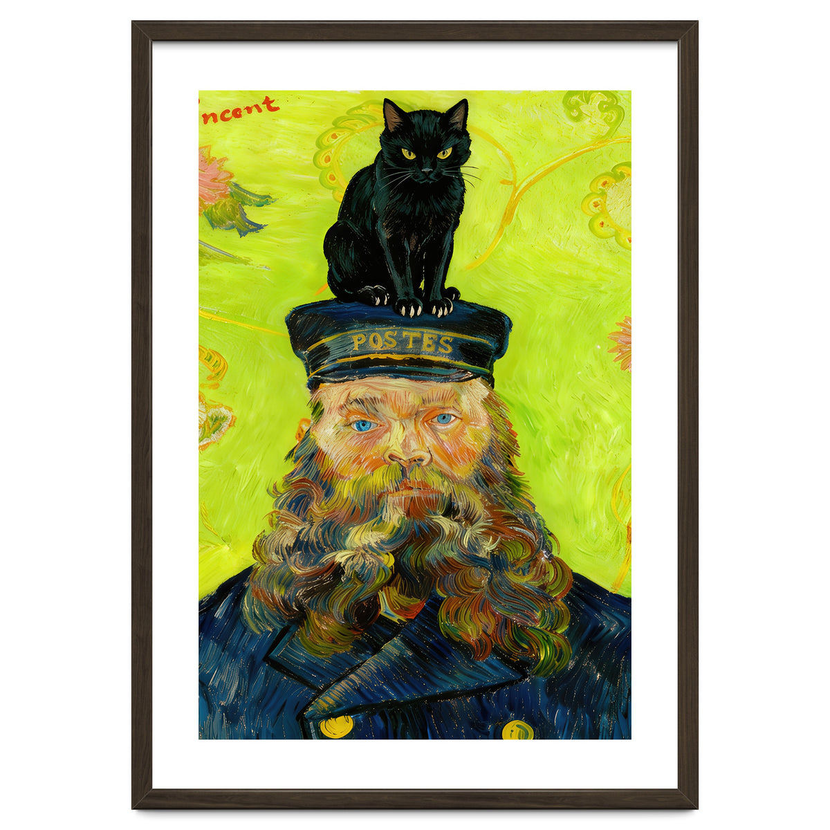 Black Cat on the Postman’s Hat, Van Gogh Inspired Painting