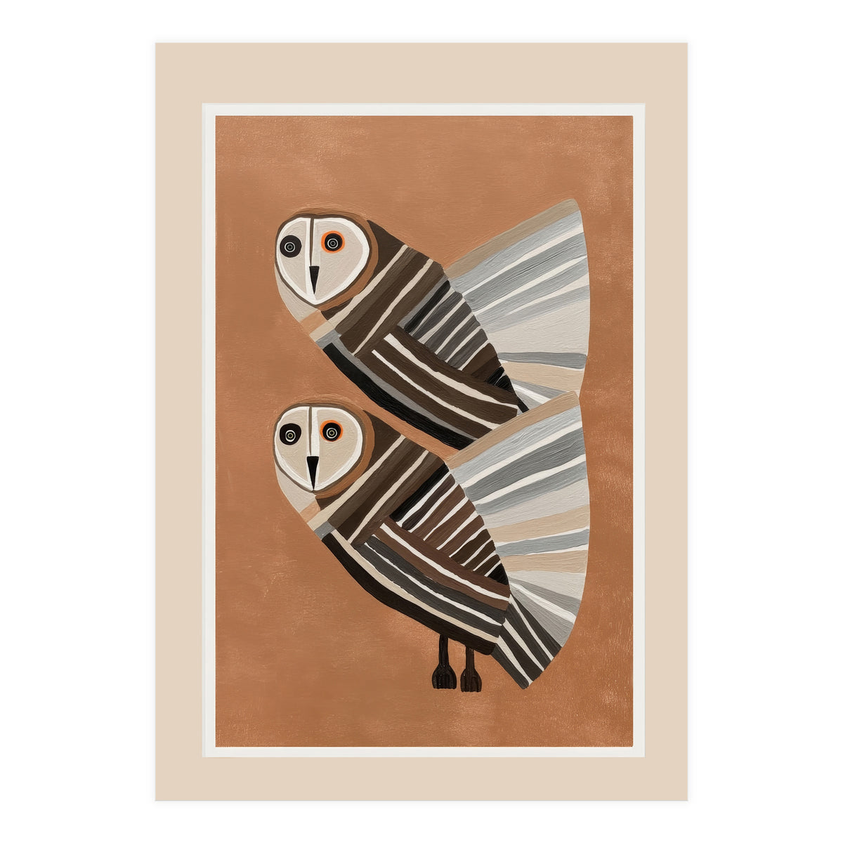 Striped Owl Pair (Print Only)