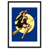 Pinup Sexy Witch Posing On A Broom thumbnail