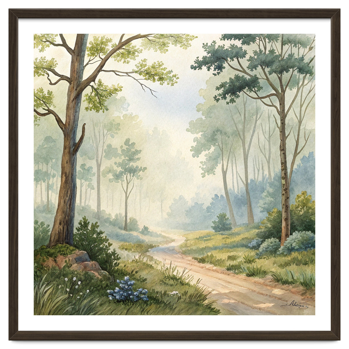 Atmospheric Forest Watercolor Painting