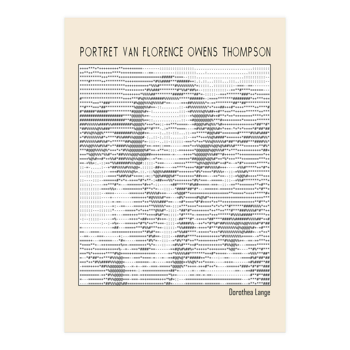 Portret Van Florence Owens Thompson (ascii Art) (Print Only)