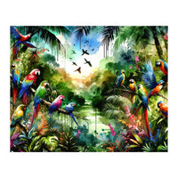 Watercolor Tropical Birds In The Jungle (Print Only)