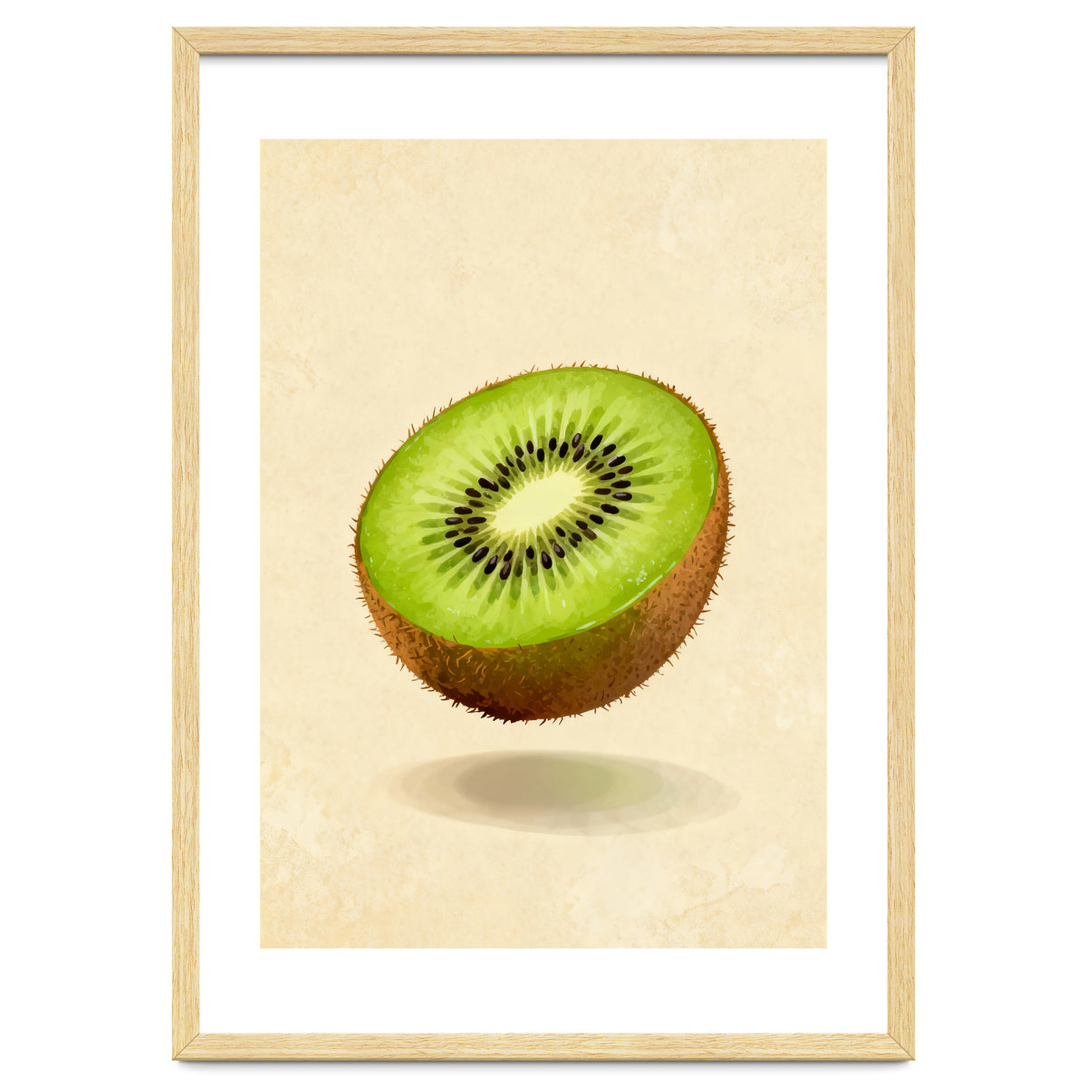 Kiwi Slice, Watercolor Fruit, Fresh Green Art