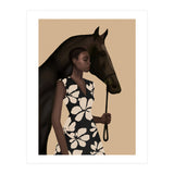 Woman In Bold Print With Black Horse (Print Only) thumbnail