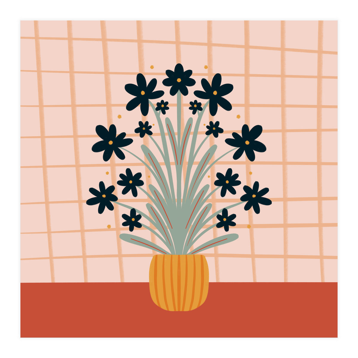 Floral Vase Orange (Print Only)