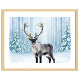 Reindeer with Christmas Lights, Deer Magical Winter Art thumbnail