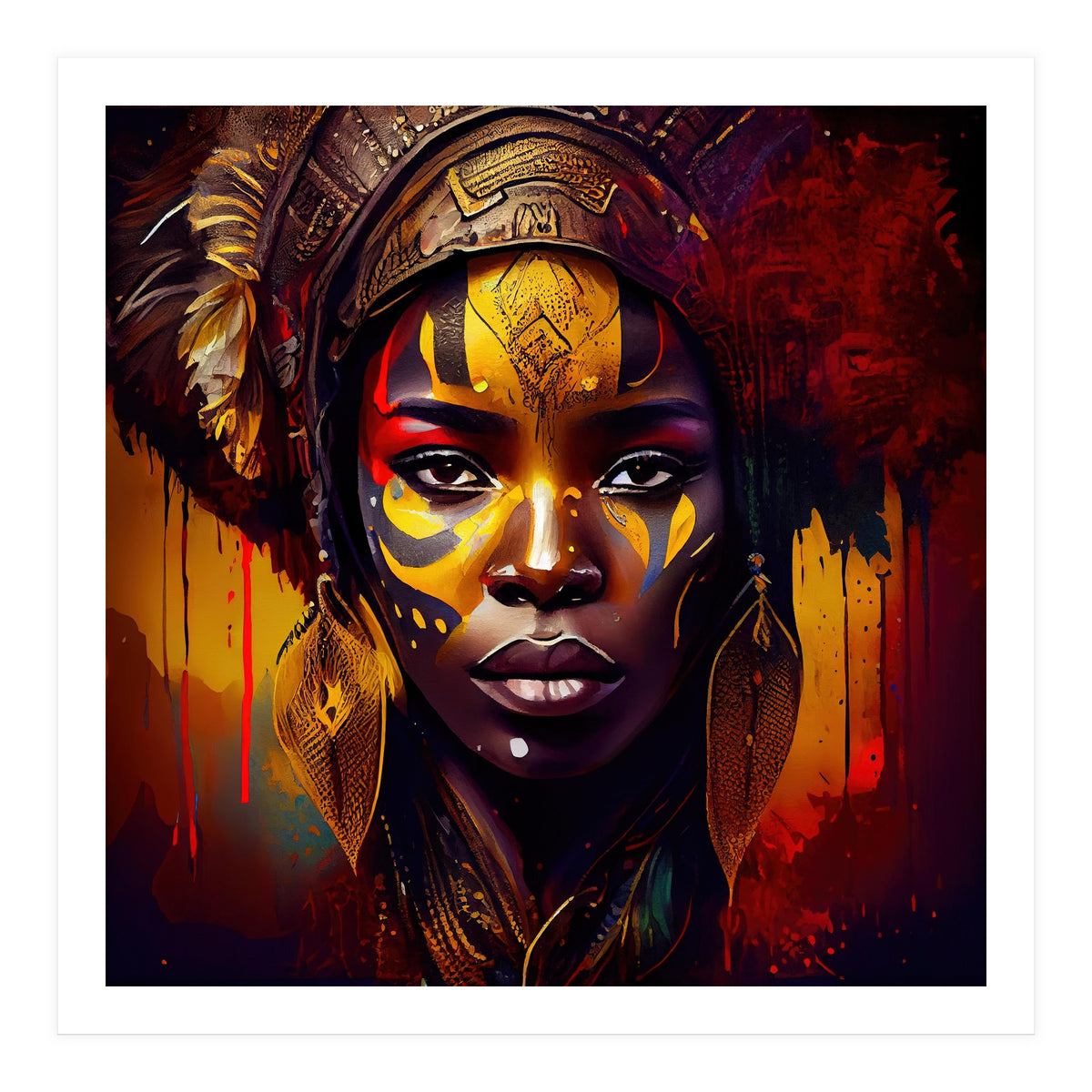 Powerful African Warrior Woman #1 (Print Only)