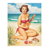 Pinup Girl Playing Ukulele On The Beach (Print Only) thumbnail