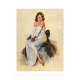 Smiling Young Woman Posing With Flower (Print Only) thumbnail