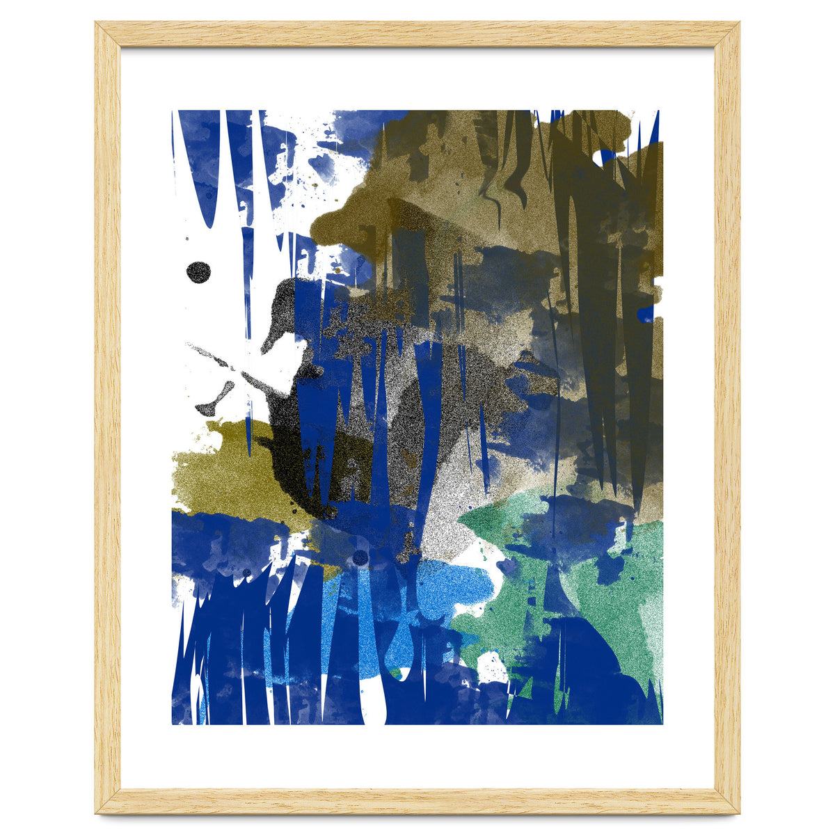 A Beautiful Mess, Abstract Blue Black Dark Eclectic Painting, Luxe Texture Contemporary Modern