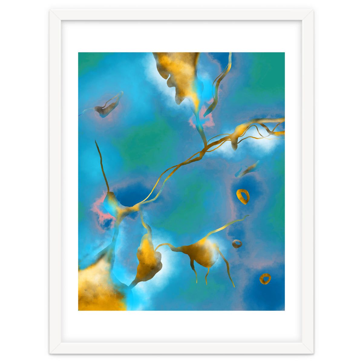 In My Veins, Abstract Marble Gold Texture, Eclectic Painting Resin Bohemian, Contemporary Luxe Chic Luxury