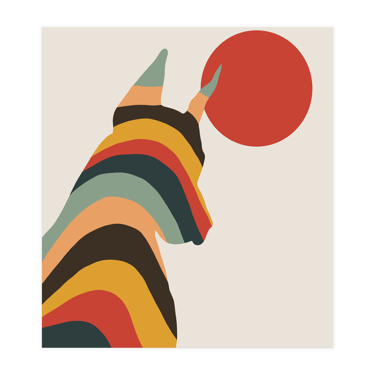 Dog Years, Rainbow Bohemian Animal, Pets Rise Dogs Retro, Eclectic Contemporary Solo (Print Only)