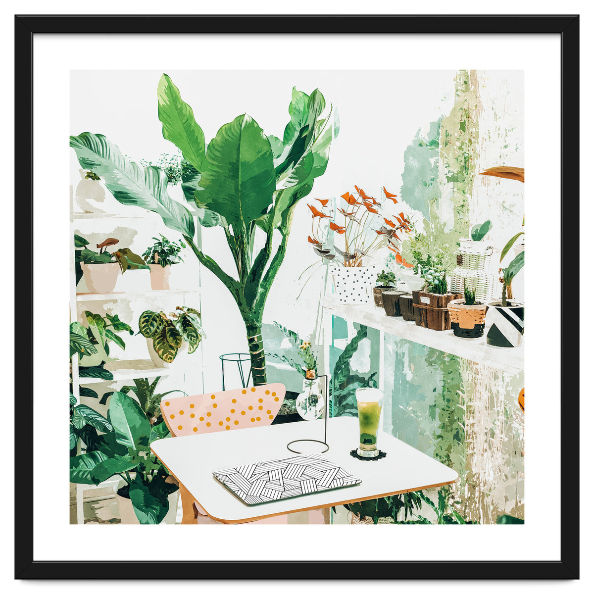 Junglow, Urban Jungle Botanical Home decor, Tropical Plants Interior Design Plant Lady Painting