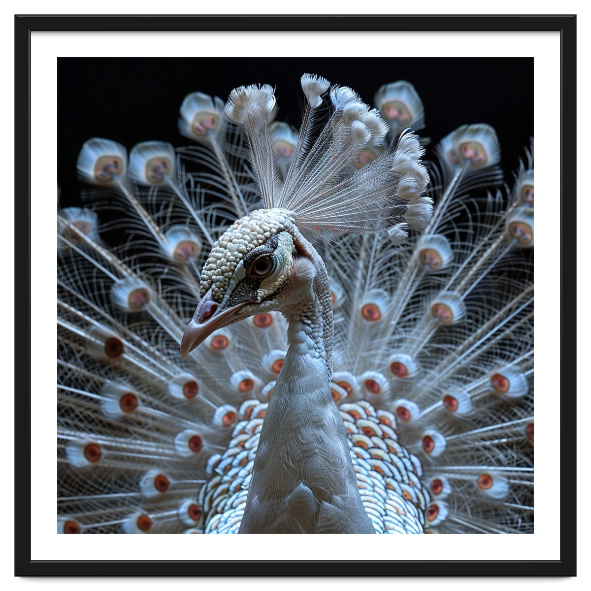 Albino Peacock Displaying White Feathers