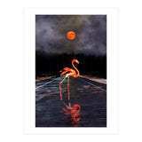 Flamingo and Red Moon  (Print Only) thumbnail