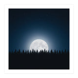 Midnight Serenity: Full Moon Over Forest Silhouettes (Print Only) thumbnail