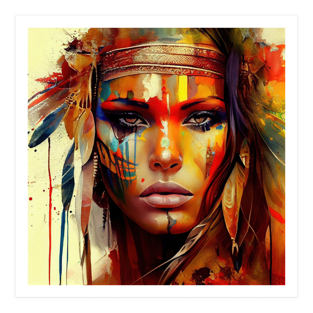 Powerful American Native Woman #6 (Print Only)