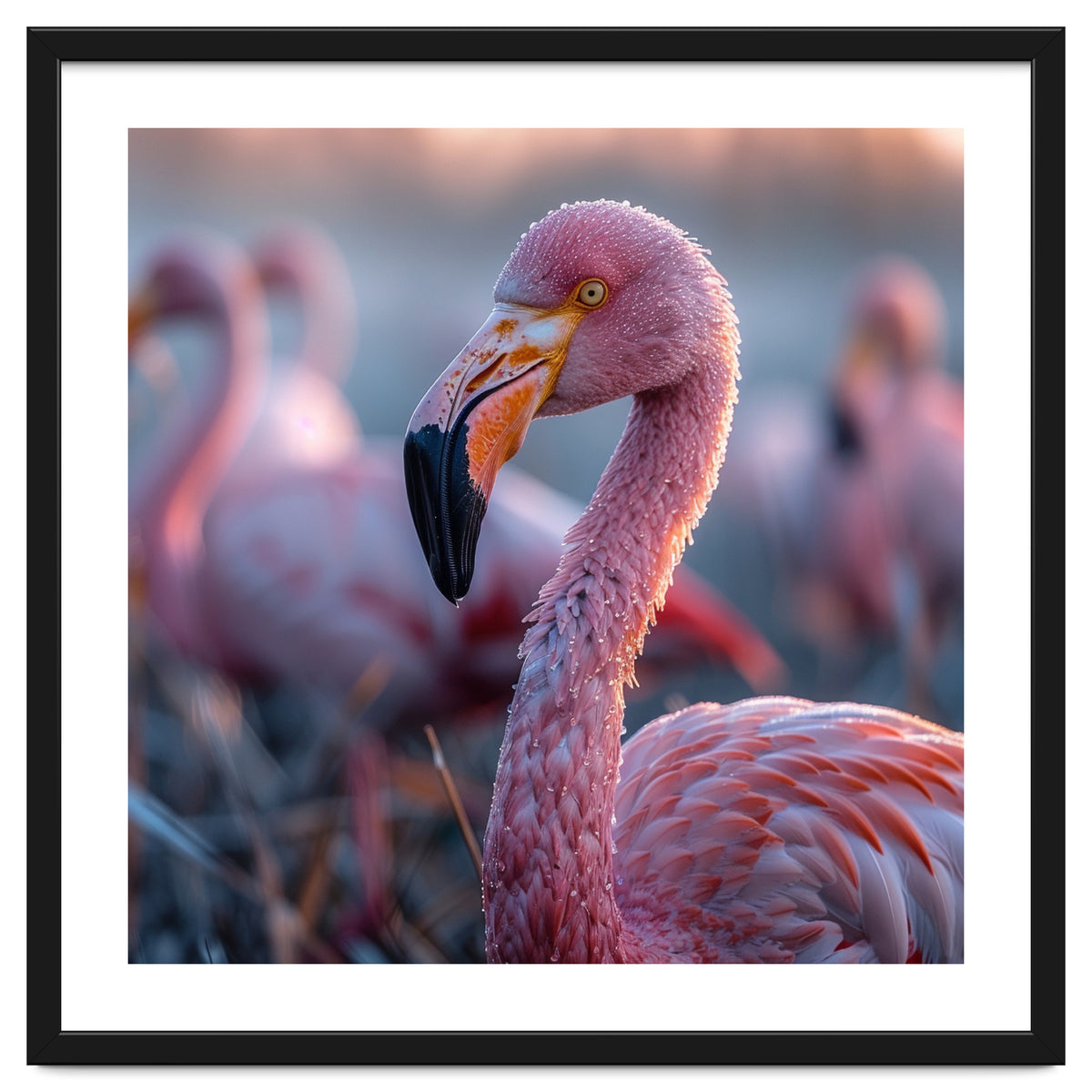 Close Up Of A Pink Flamingo Bird In Natural Light