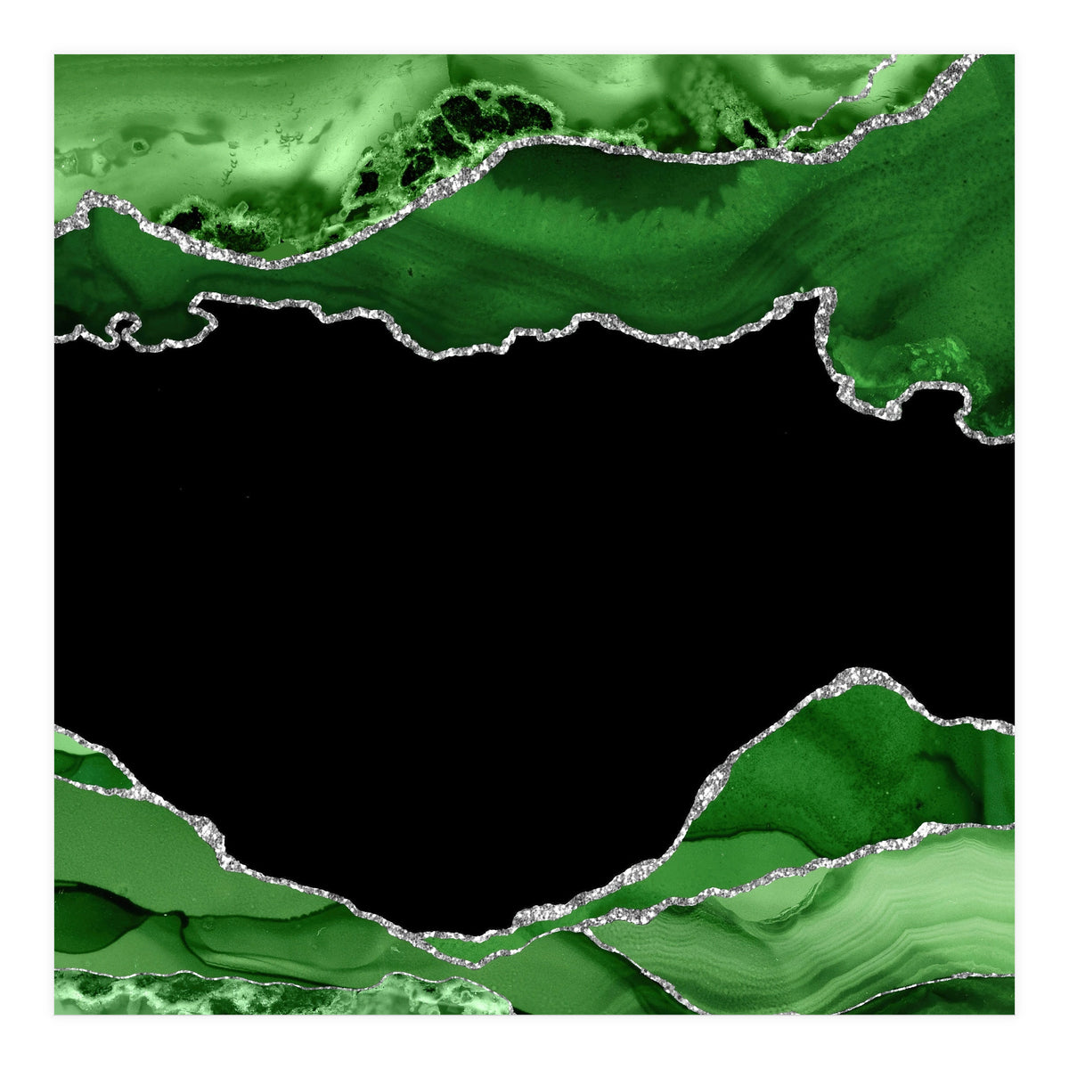 Green & Silver Agate Texture 04  (Print Only)