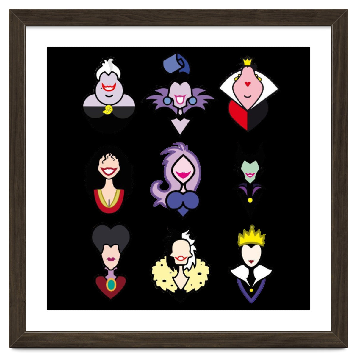 Disney Villains Cartoon Minimalist Faces