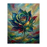 Enchanted Teal and Gold Rose Impasto Oil Painting (Print Only) thumbnail