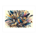 Kingfisher And Songbirds In Peacock Feathers (Print Only) thumbnail