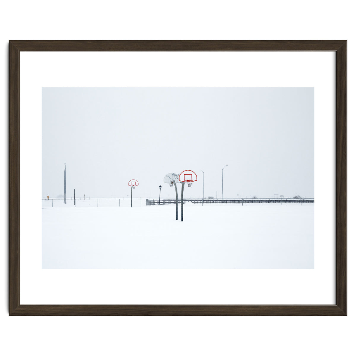 Snow-covered Basketball court