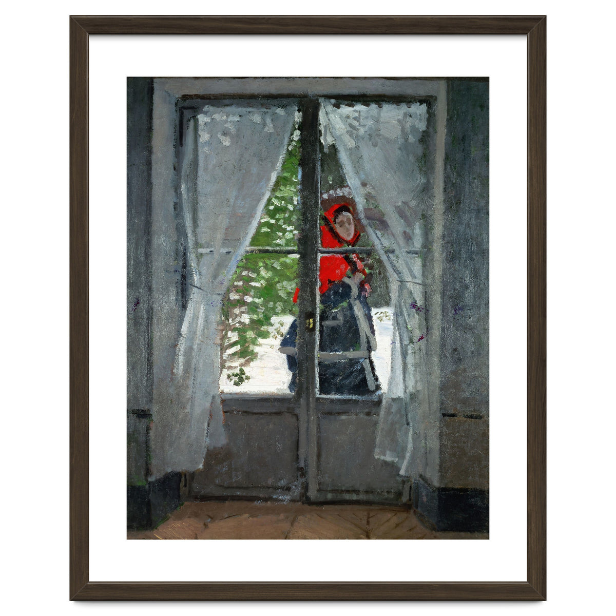 Mme. Monet with a red hat called &quot; The Red Kerchief&quot, ca. 1870.