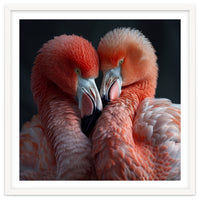 Two Flamingos Together Showing Affection