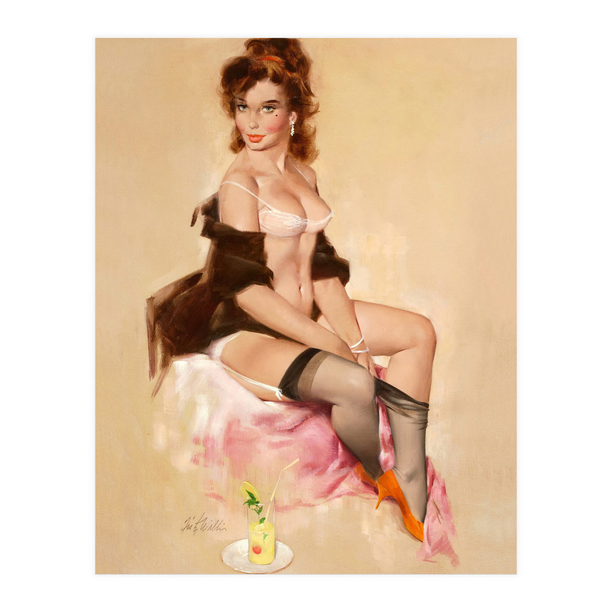 Sexy Pinup Brunette Modelling (Print Only)