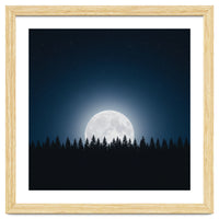 Midnight Serenity: Full Moon Over Forest Silhouettes