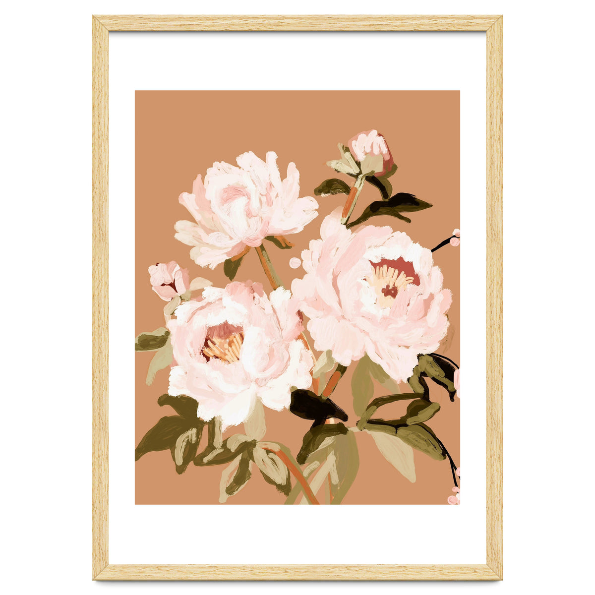 Blush Peony Painting, Floral Wall Art, Neutral Flower Print, Peony Art