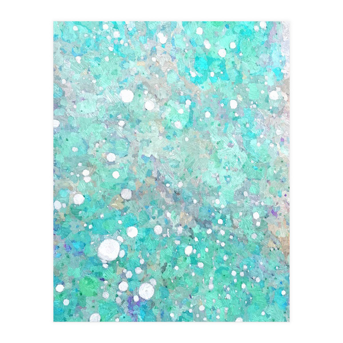 Blue Green Dreamy Marble, Minimal Abstract Pastel Graphic Design Eclectic Bohemian Painting Texture (Print Only)