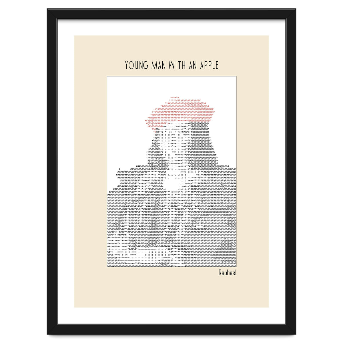 Young Man with an Apple (1505) – Raphael (ascii art)
