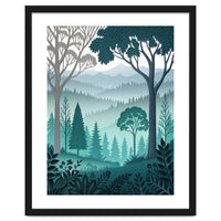 Vibrant Silhouettes in the Misty Teal Highlands
