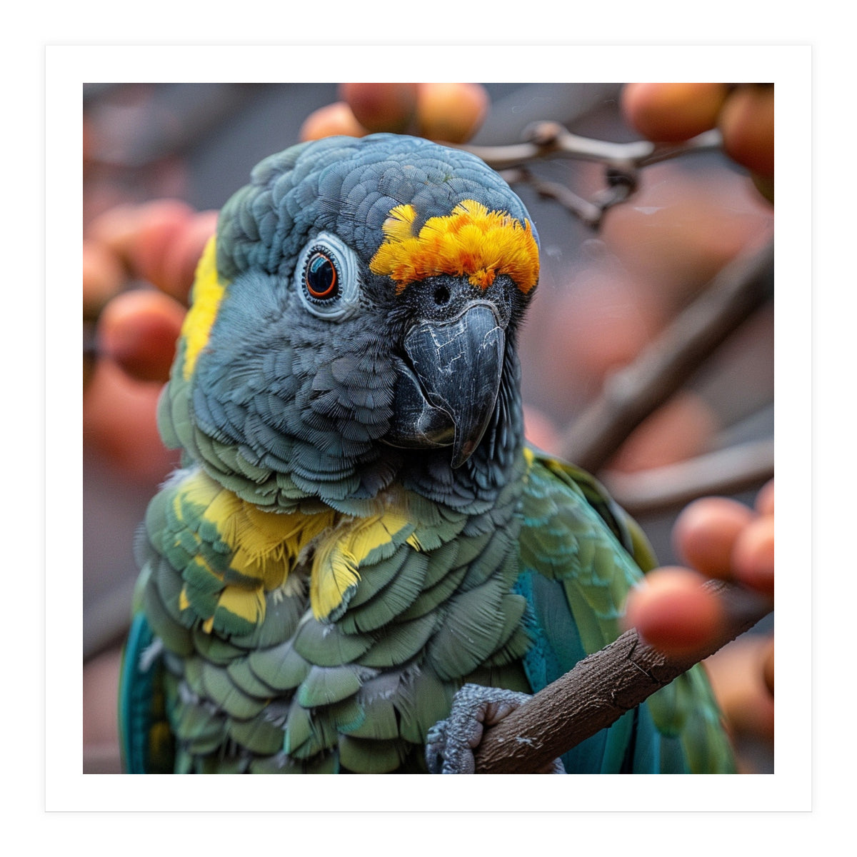 Yellow Headed Amazon Parrot Close Up Portrait (Print Only)