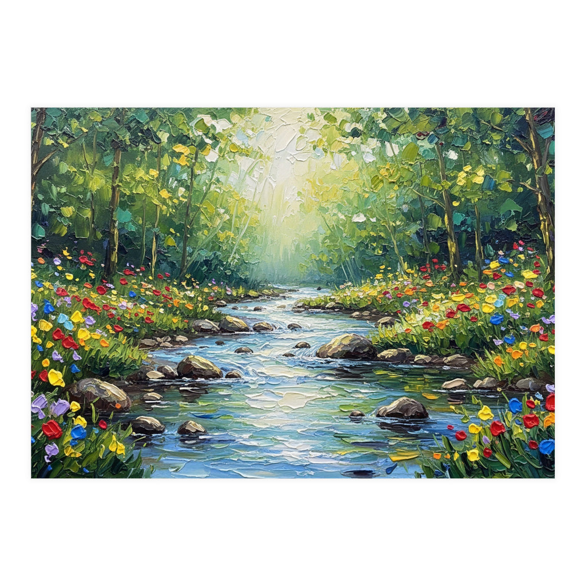 Sunlit Forest Stream (Print Only)