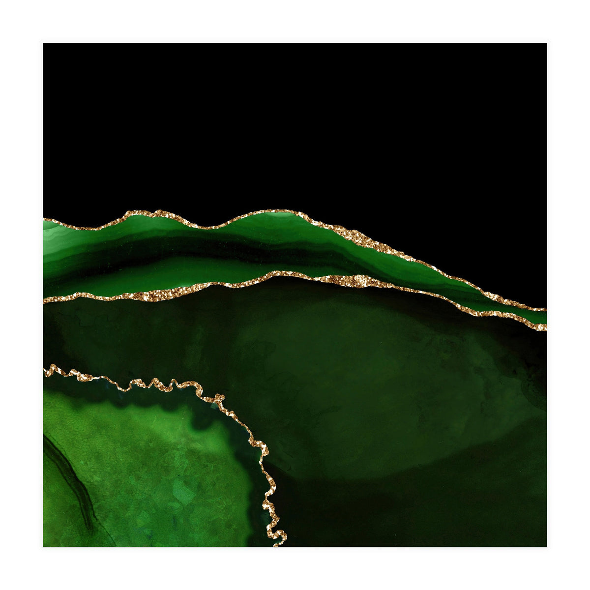 Green & Gold Agate Texture 05  (Print Only)