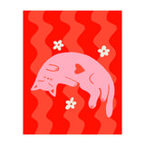 Pink Cat Wavy Background (Print Only) thumbnail