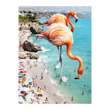 Flamingos on the Beach, Wildlife Surrealism Birds, Nature Flamingo Fantasy Beach Summer Photography (Print Only) thumbnail