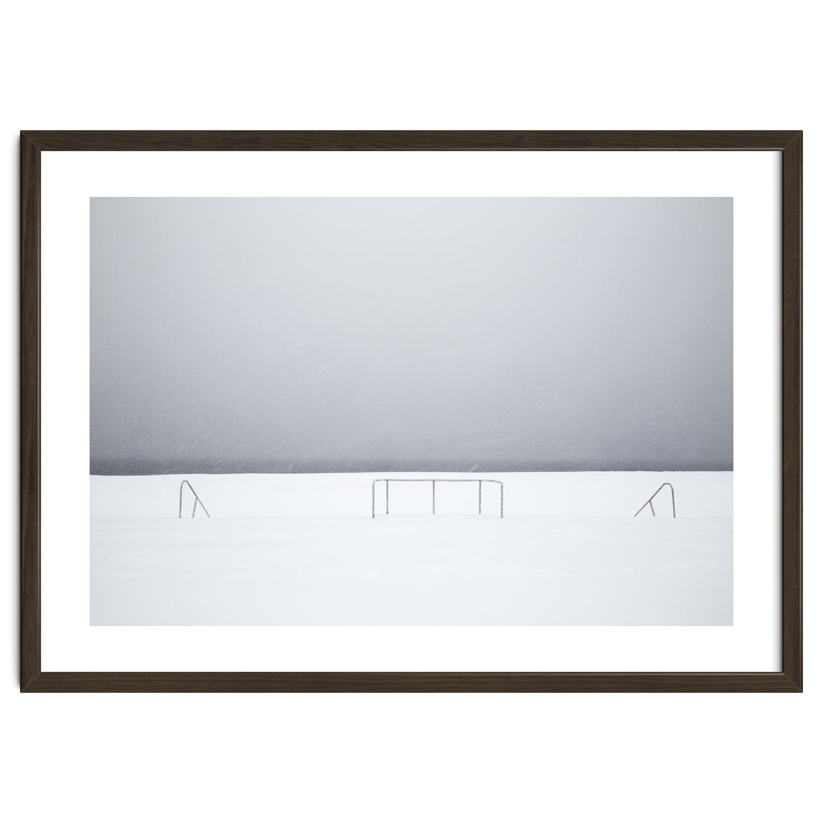 Stair railing covered by snow