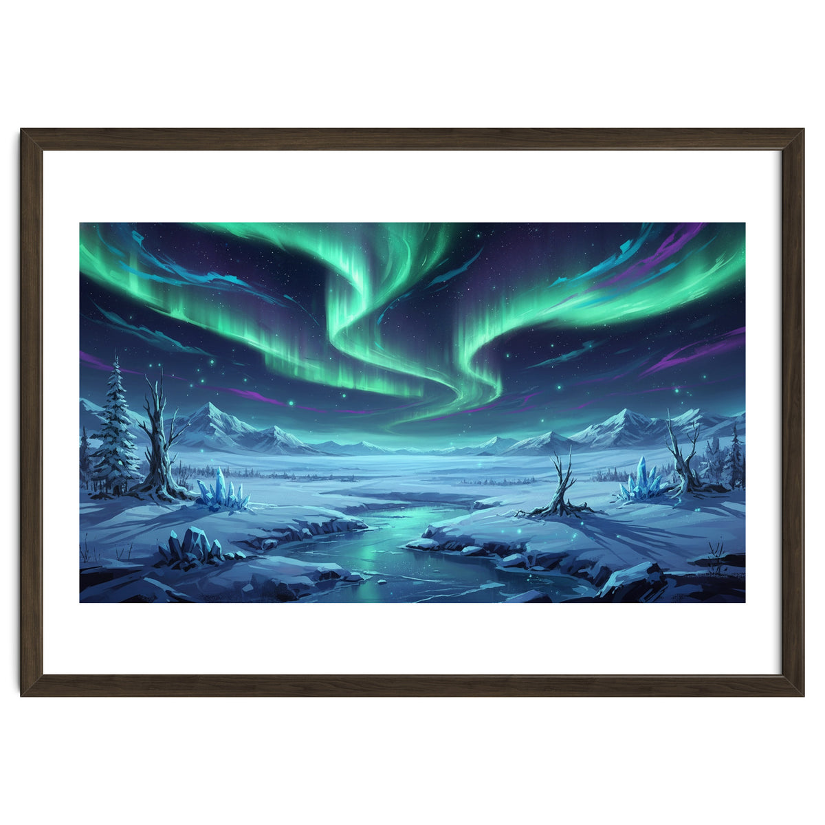 Arctic Glow: Northern Lights Winter Landscape