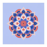 Mandala flower - blue and coral (Print Only)