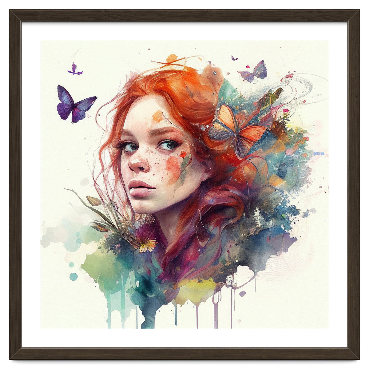 Red Hair Butterfly Glance