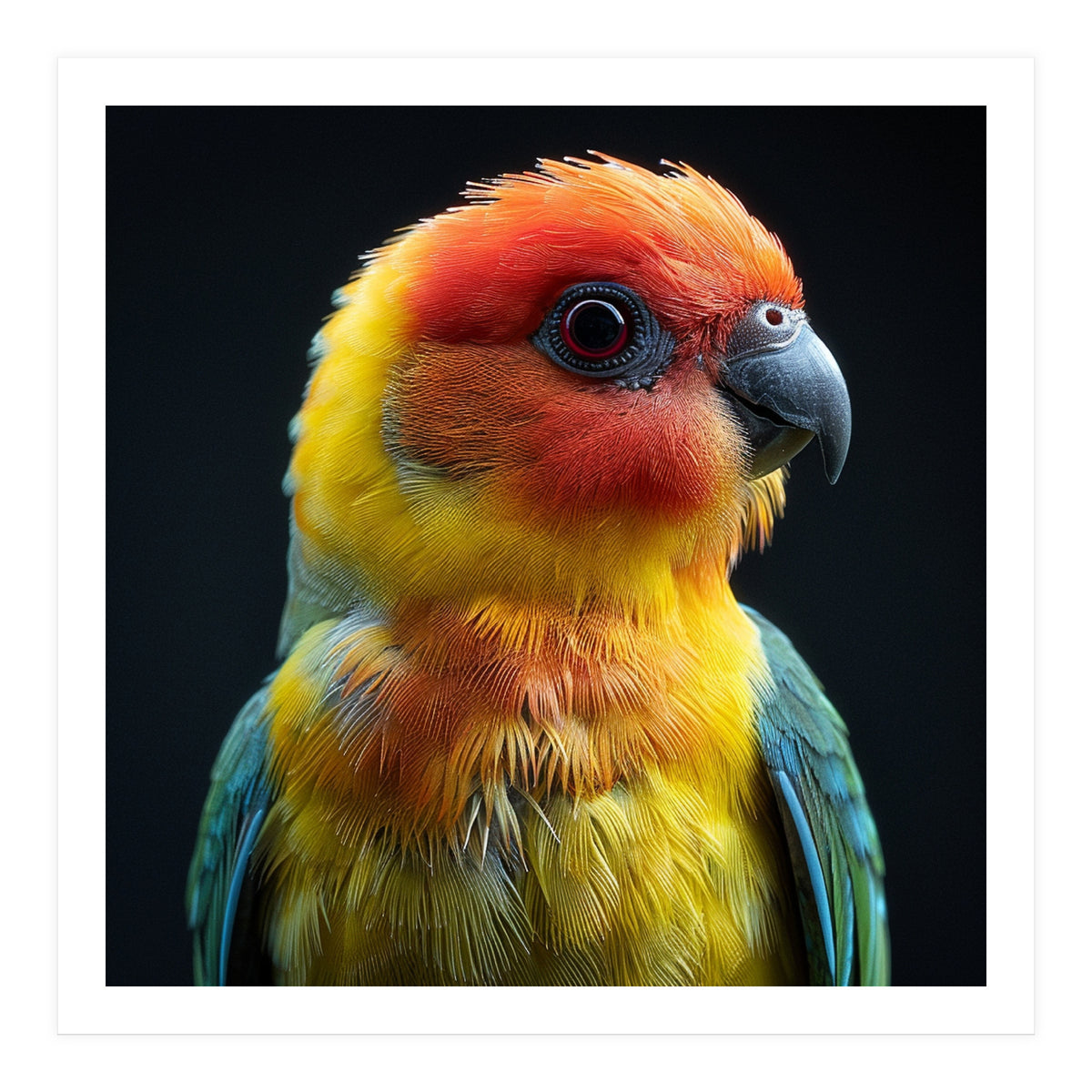 Vibrant Sun Conure Parrot Close Up Portrait (Print Only)